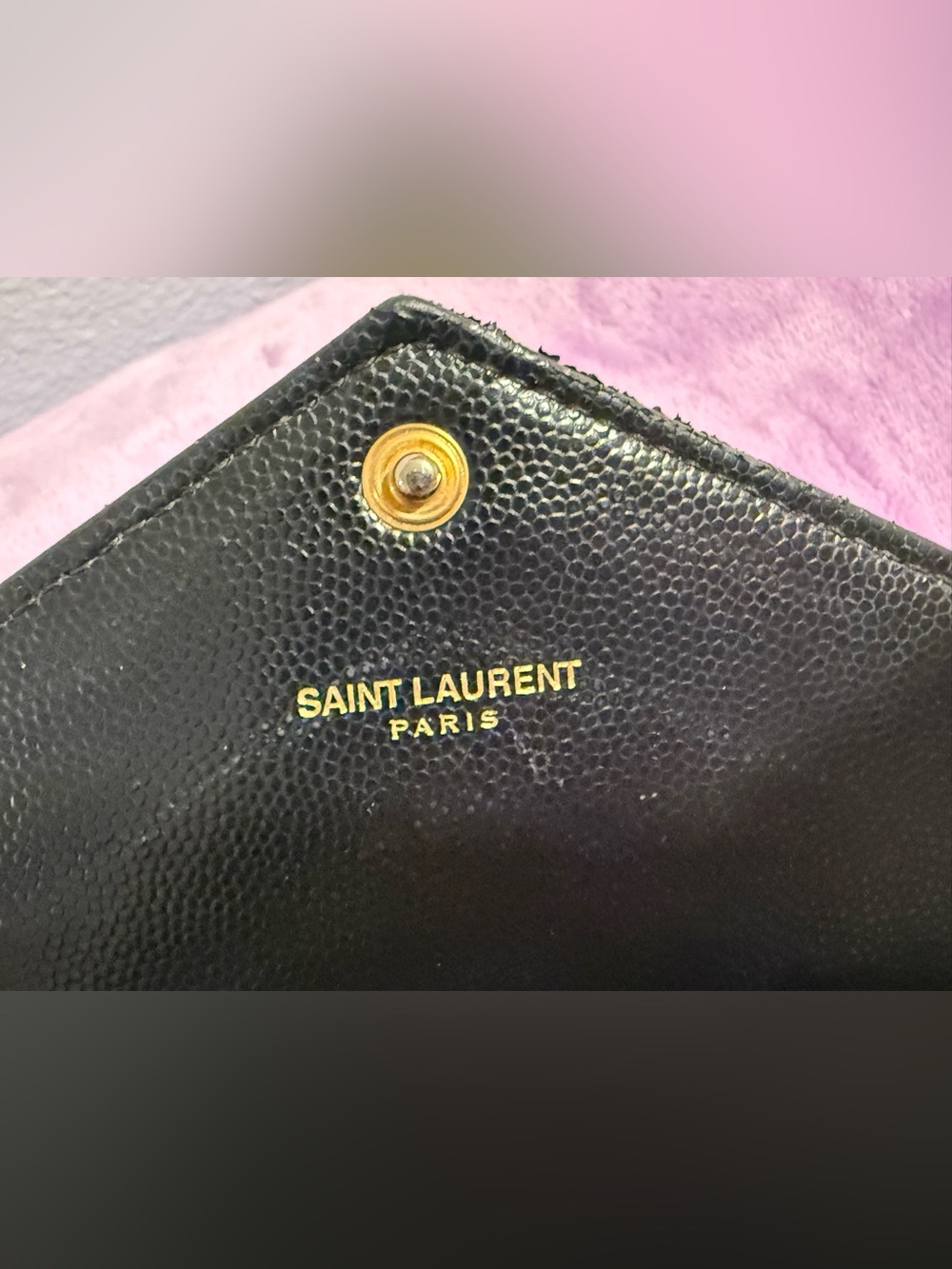 Authentic YSL Black Grained Leather Cassandre Matelassé Large Flap Wallet - Picture 10 of 14